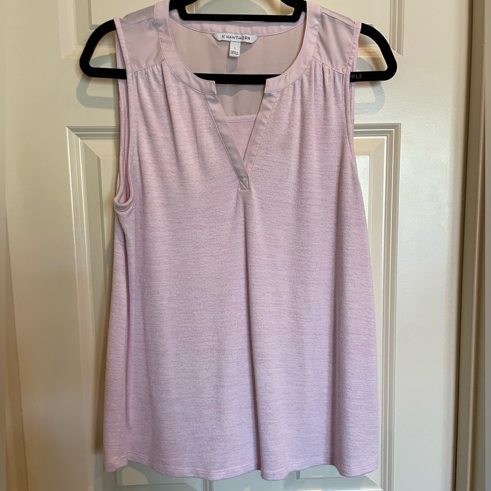41 Hawthorn Zariyah Split Neck Mixed Material Knit Top‎ Light Pink L